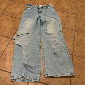 RSQ distressed organic cotton super wide leg jeans size 26